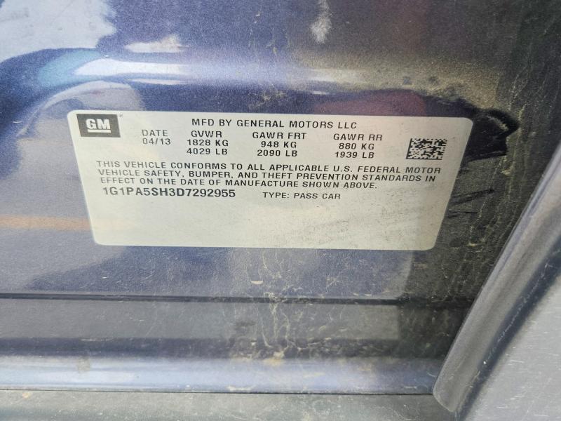 56813466 :رقم المزاد ، 1G1PA5SH3D7292955 vin ، 2013 Chevrolet Cruze مزاد بيع