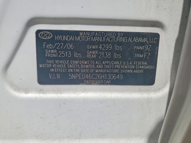 Aukcja sprzedaży 2006 Hyundai Sonata, vin: 5NPEU46C26H130649, numer aukcji: 58757256