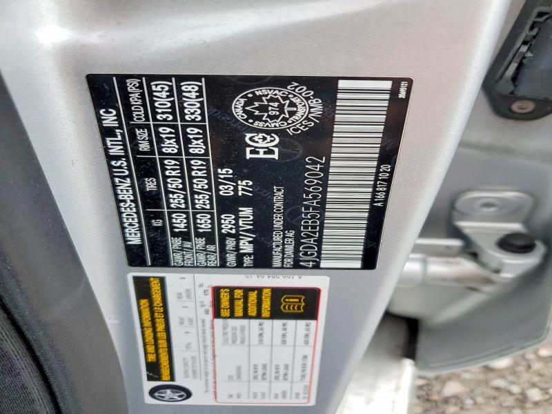 54386486 :رقم المزاد ، 4JGDA2EB5FA569042 vin ، 2015 Mercedes-benz Ml مزاد بيع