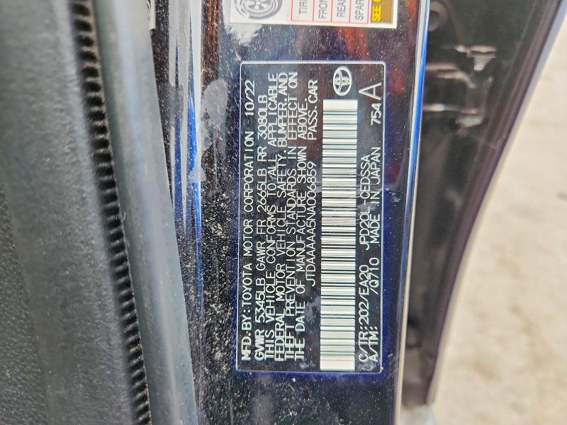 2022 Toyota Mirai მანქანა იყიდება აუქციონზე, vin: JTDAAAAA5NA006859, აუქციონის ნომერი: 65062386