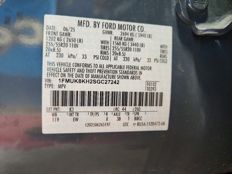 Aukcja sprzedaży 2025 Ford Explorer, vin: 1FMUK8KH2SGC27242, numer aukcji: 56533346