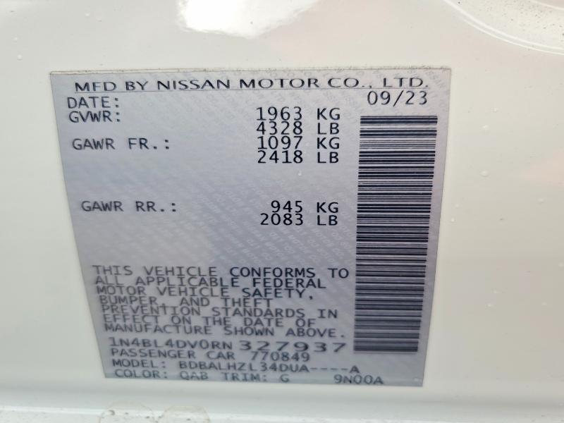 Продажа на аукционе авто 2024 Nissan Altima, vin: 1N4BL4DV0RN327937, номер лота: 55562226