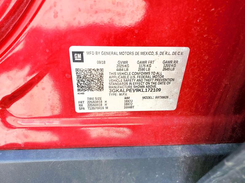 Aukcja sprzedaży 2019 Gmc Terrain, vin: 3GKALPEV9KL172109, numer aukcji: 57356956
