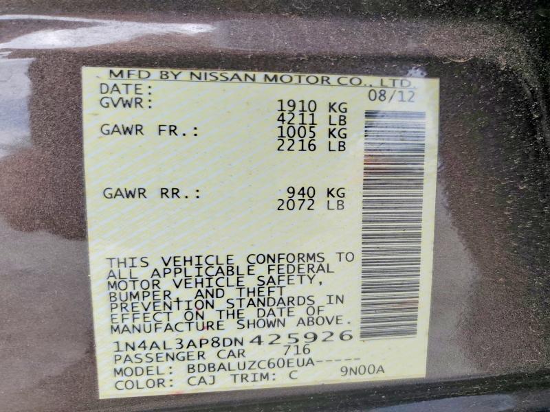 55327476 :رقم المزاد ، 1N4AL3AP8DN425926 vin ، 2013 Nissan Altima مزاد بيع