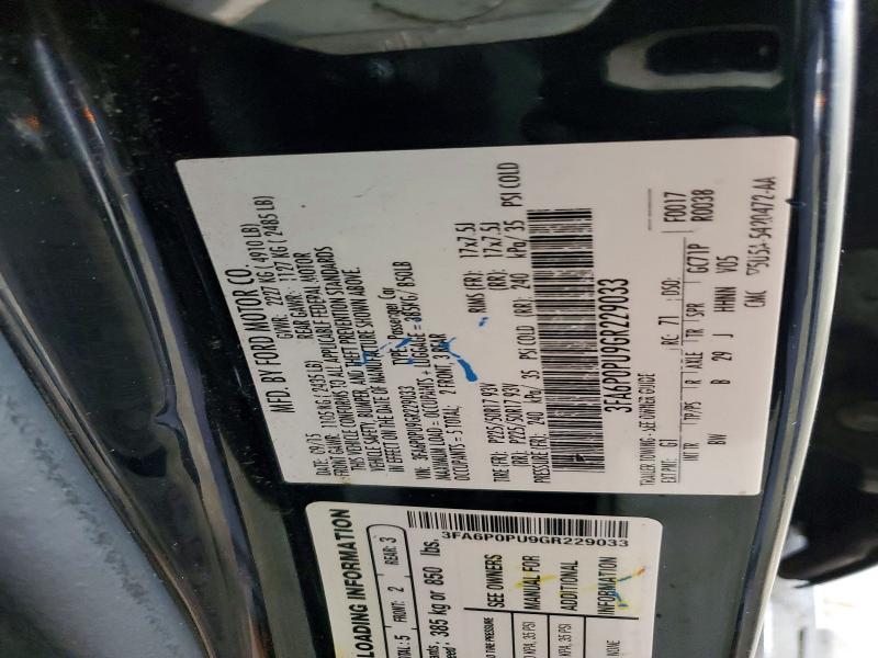 Auction sale of the 2016 Ford Fusion, vin: 3FA6P0PU9GR229033, lot number: 57083976