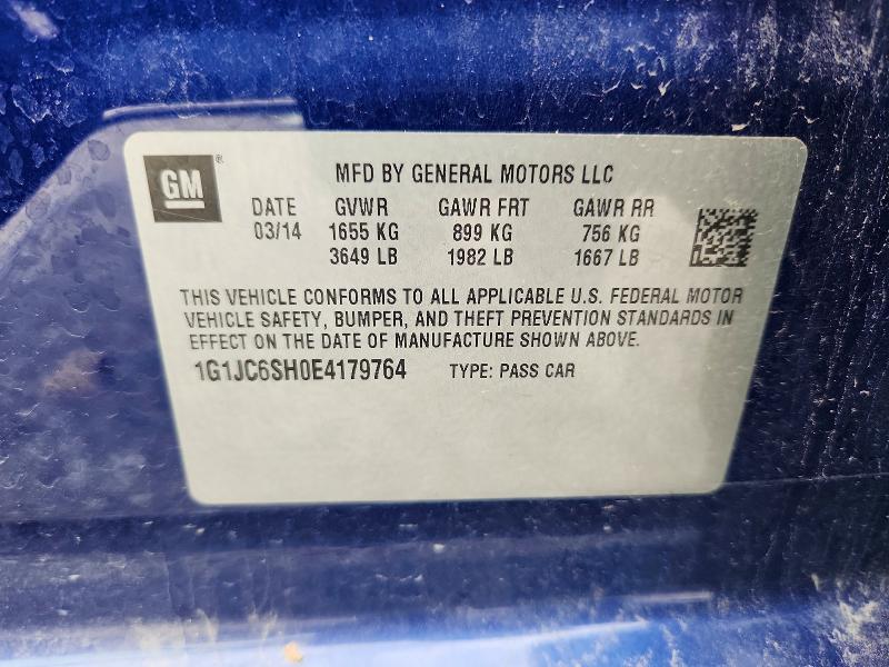 Продажа на аукционе авто 2014 Chevrolet Sonic, vin: 1G1JC6SH0E4179764, номер лота: 56232386