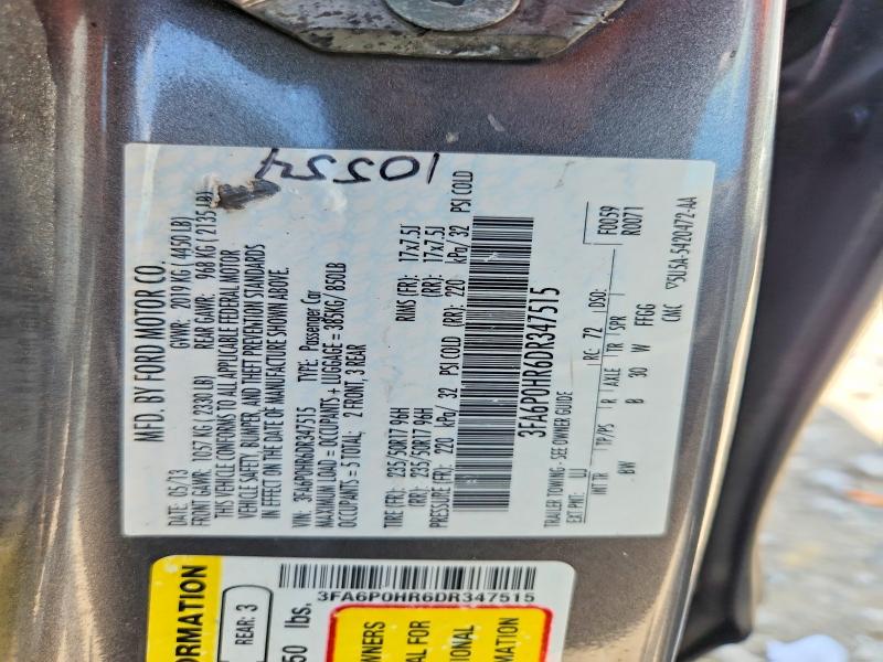 Продаж на аукціоні авто 2013 Ford Fusion, vin: 3FA6P0HR6DR347515, номер лоту: 58061876