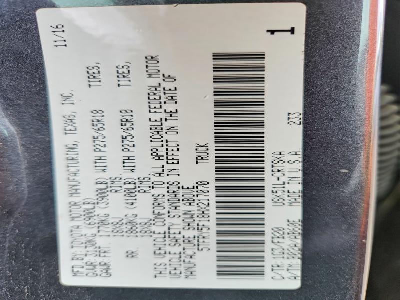 Продажа на аукционе авто 2017 Toyota Tundra, vin: 5TFRY5F18HX217070, номер лота: 56293256