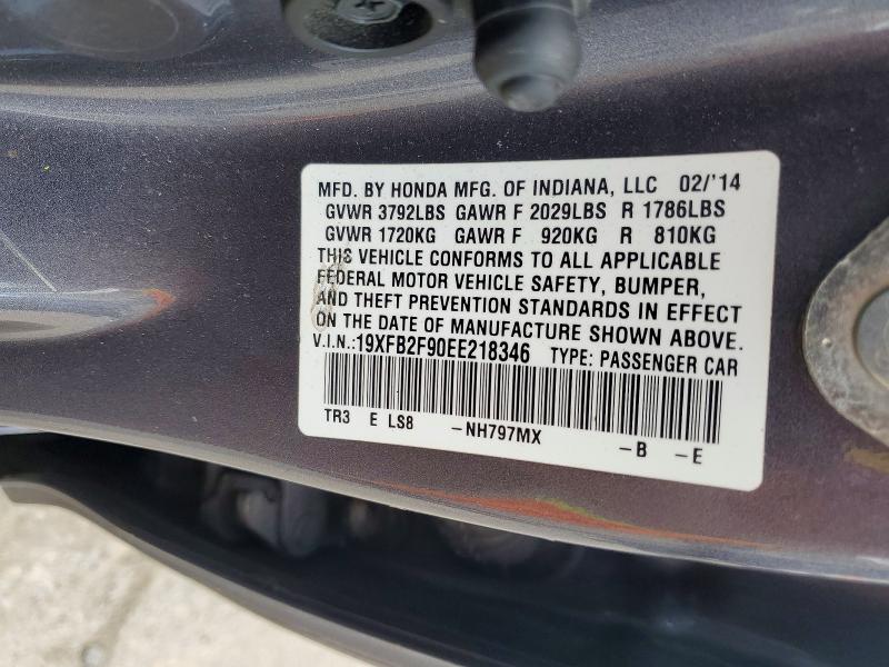 Продажа на аукционе авто 2014 Honda Civic, vin: 19XFB2F90EE218346, номер лота: 57046096