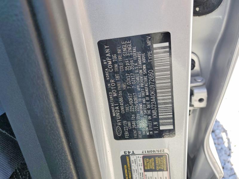 2019 Hyundai Tucson მანქანა იყიდება აუქციონზე, vin: KM8J23A40KU972660, აუქციონის ნომერი: 58939916