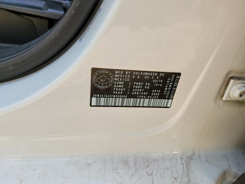 52548536 :رقم المزاد ، 3VW2K7AJXFM308668 vin ، 2015 Volkswagen Jetta مزاد بيع