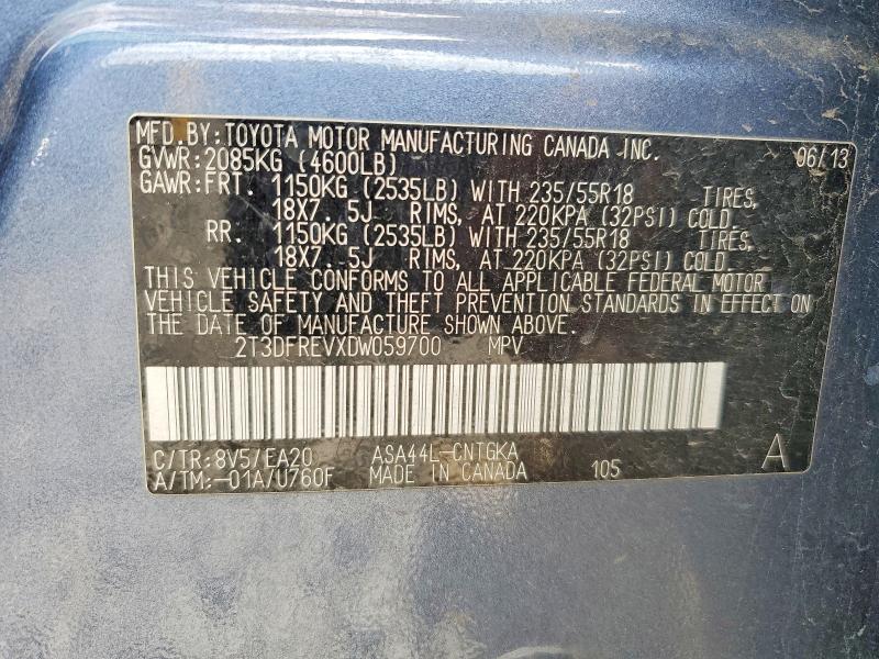 Продажа на аукционе авто 2013 Toyota Rav4, vin: 2T3DFREVXDW059700, номер лота: 56296266