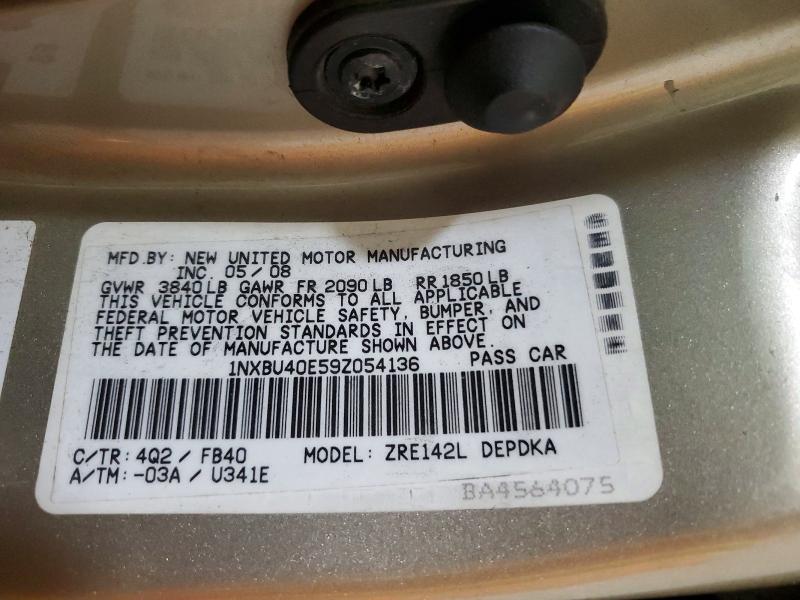 56489866 :رقم المزاد ، 1NXBU40E59Z054136 vin ، 2009 Toyota Corolla مزاد بيع