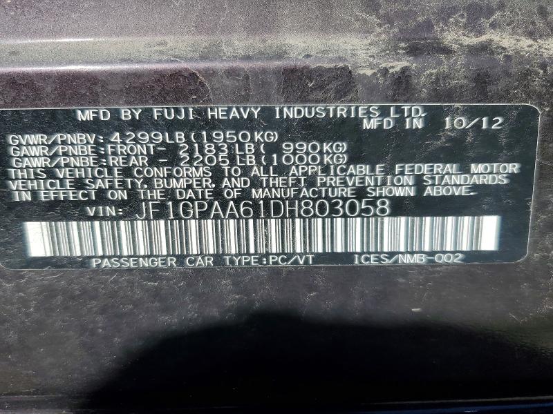 Продажа на аукционе авто 2013 Subaru Impreza, vin: JF1GPAA61DH803058, номер лота: 58377146