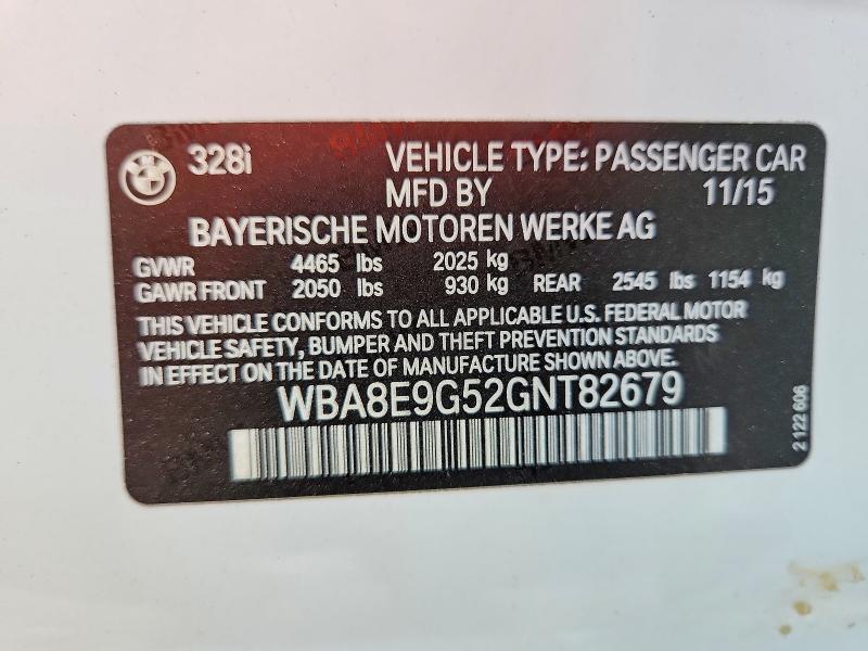 Продаж на аукціоні авто 2016 Bmw 328, vin: WBA8E9G52GNT82679, номер лоту: 57547776