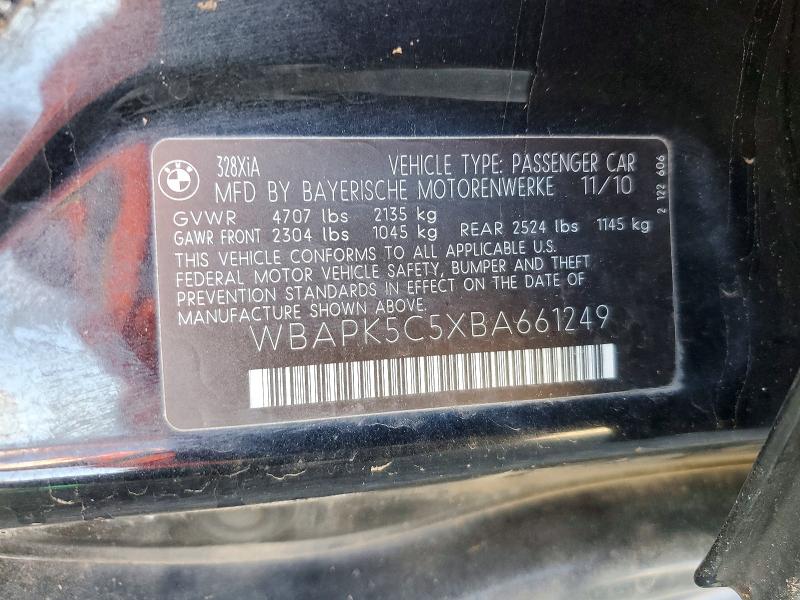 56876136 :رقم المزاد ، WBAPK5C5XBA661249 vin ، 2011 Bmw 328 مزاد بيع