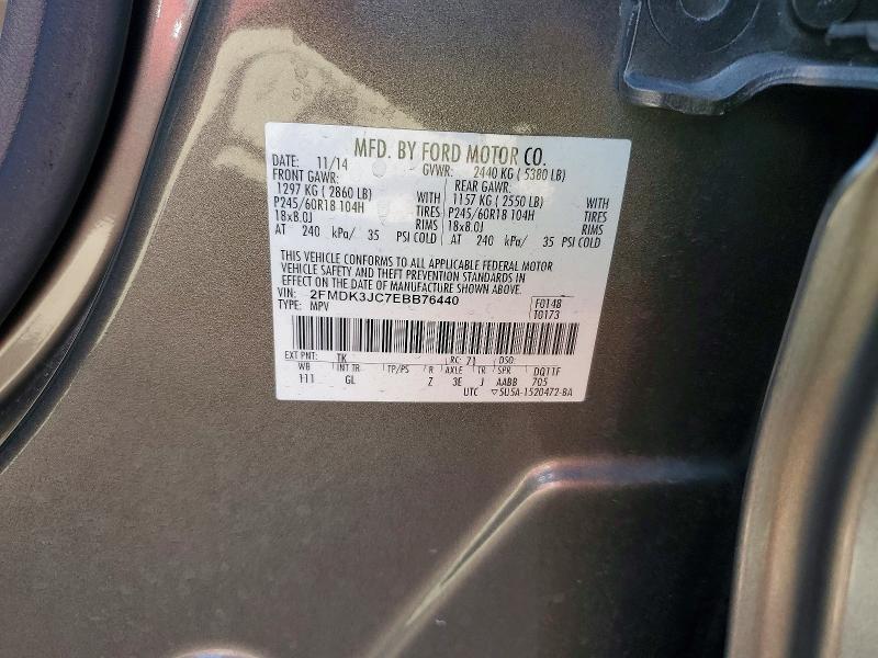 2014 Ford Edge მანქანა იყიდება აუქციონზე, vin: 2FMDK3JC7EBB76440, აუქციონის ნომერი: 56051616