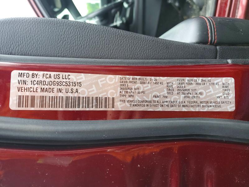 Aukcja sprzedaży 2025 Dodge Durango, vin: 1C4RDJDG9SC531515, numer aukcji: 57955896