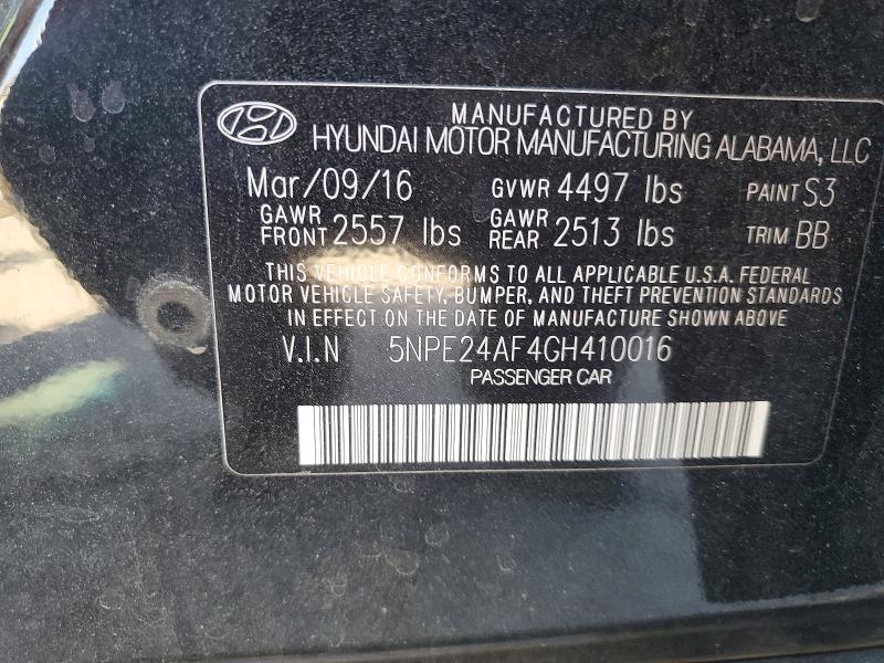Aukcja sprzedaży 2016 Hyundai Sonata, vin: 5NPE24AF4GH410016, numer aukcji: 59361046