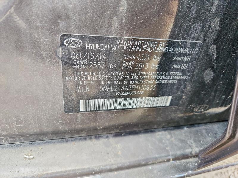 2015 Hyundai Sonata მანქანა იყიდება აუქციონზე, vin: 5NPE24AA3FH110633, აუქციონის ნომერი: 58888896