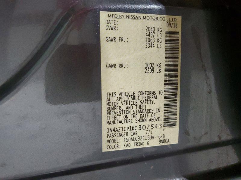 Aukcja sprzedaży 2019 Nissan Leaf, vin: 1N4AZ1CP1KC302543, numer aukcji: 56646376