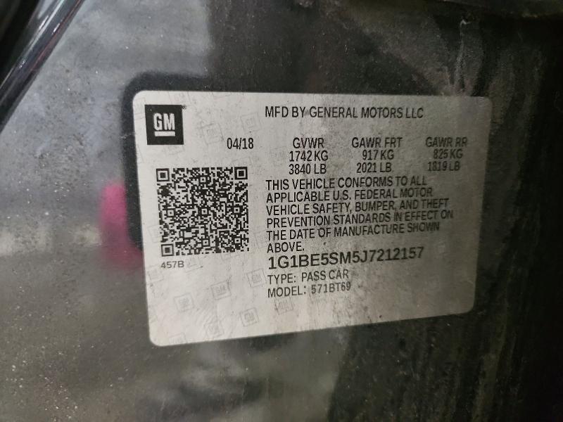 2018 Chevrolet Cruze მანქანა იყიდება აუქციონზე, vin: 1G1BE5SM5J7212157, აუქციონის ნომერი: 56355186
