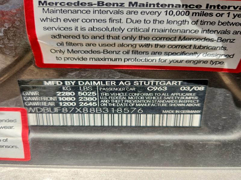 Aukcja sprzedaży 2008 Mercedes-benz 350, vin: WDBUF87X88B318576, numer aukcji: 59605036