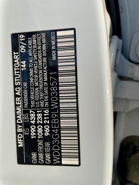 55930536 :رقم المزاد ، WDD3G4EB9LW038571 vin ، 2020 Mercedes-benz A مزاد بيع