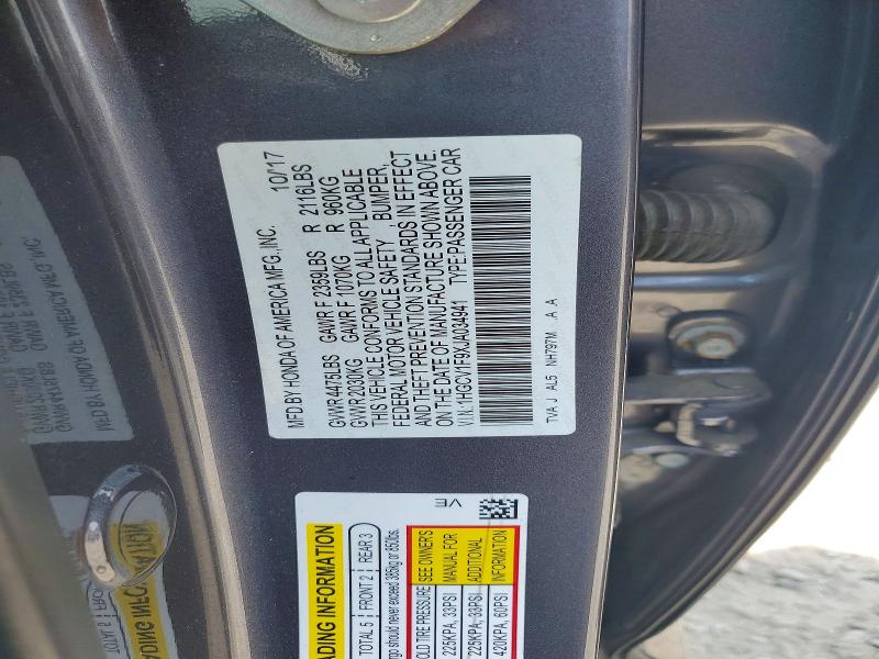 2018 Honda Accord მანქანა იყიდება აუქციონზე, vin: 1HGCV1F9XJA034941, აუქციონის ნომერი: 59051006