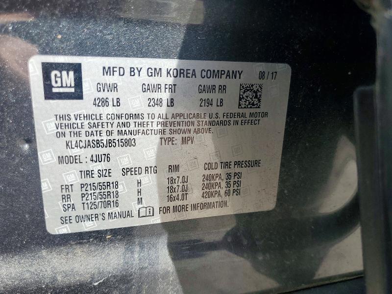 Продаж на аукціоні авто 2018 Buick Encore, vin: KL4CJASB5JB515803, номер лоту: 55952496