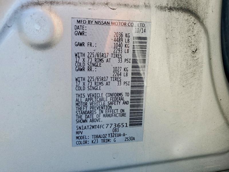 2015 Nissan Rogue მანქანა იყიდება აუქციონზე, vin: 5N1AT2MT4FC773651, აუქციონის ნომერი: 56324746