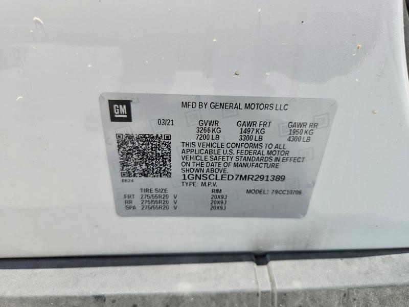 Продаж на аукціоні авто 2021 Chevrolet Tahoe, vin: 1GNSCLED7MR291389, номер лоту: 59187566