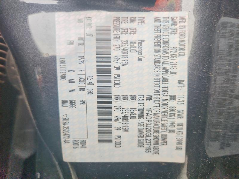 Продажа на аукционе авто 2016 Ford Focus, vin: 1FADP3J20GL237195, номер лота: 56368966