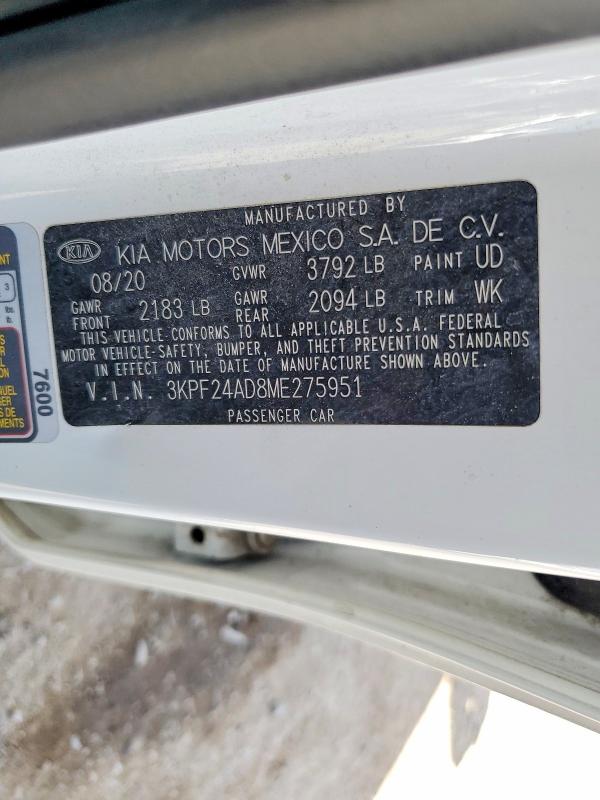 Продажа на аукционе авто 2021 Kia Forte, vin: 3KPF24AD8ME275951, номер лота: 56710396
