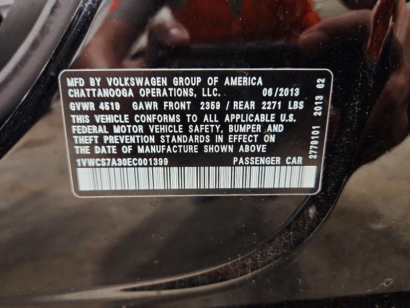 Aukcja sprzedaży 2014 Volkswagen Passat, vin: 1VWCS7A30EC001399, numer aukcji: 57189766