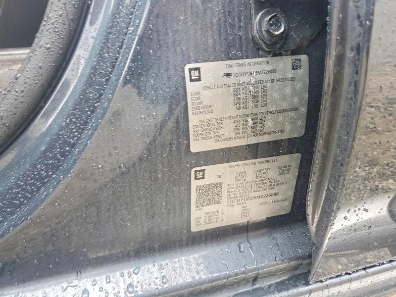 Aukcja sprzedaży 2021 Chevrolet Silverado, vin: 1GCUYGED5MZ226888, numer aukcji: 57851576