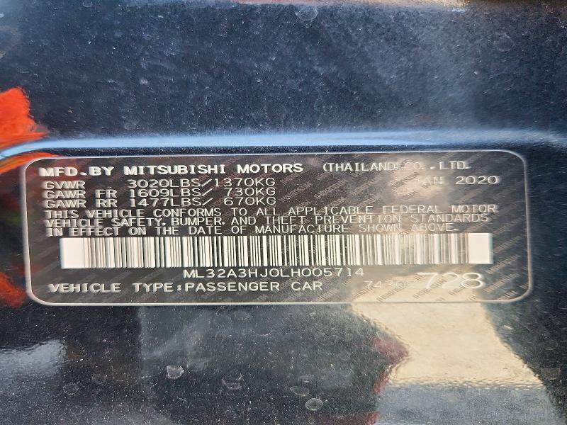 2020 Mitsubishi Mirage მანქანა იყიდება აუქციონზე, vin: ML32A3HJ0LH005714, აუქციონის ნომერი: 57347796