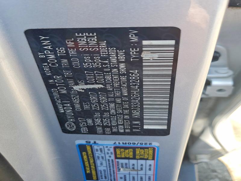 57373896 :رقم المزاد ، KM8J33A26HU432864 vin ، 2017 Hyundai Tucson مزاد بيع