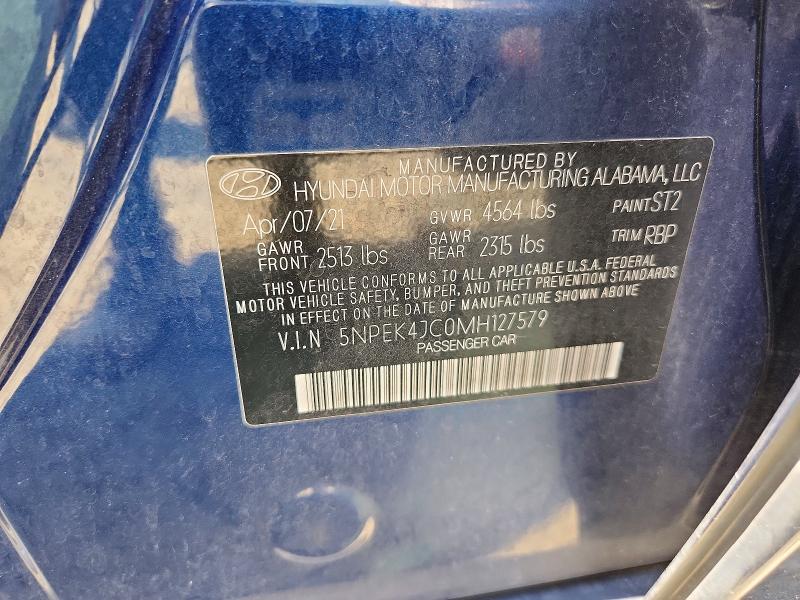 Продаж на аукціоні авто 2021 Hyundai Sonata, vin: 5NPEK4JC0MH127579, номер лоту: 57920266