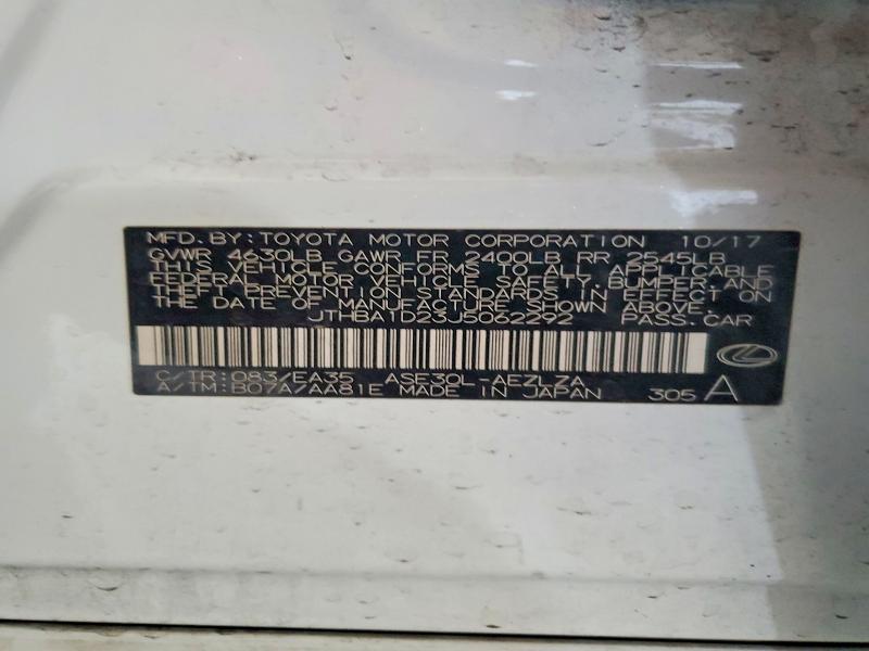 Продажа на аукционе авто 2018 Lexus Is, vin: JTHBA1D23J5062292, номер лота: 57418166