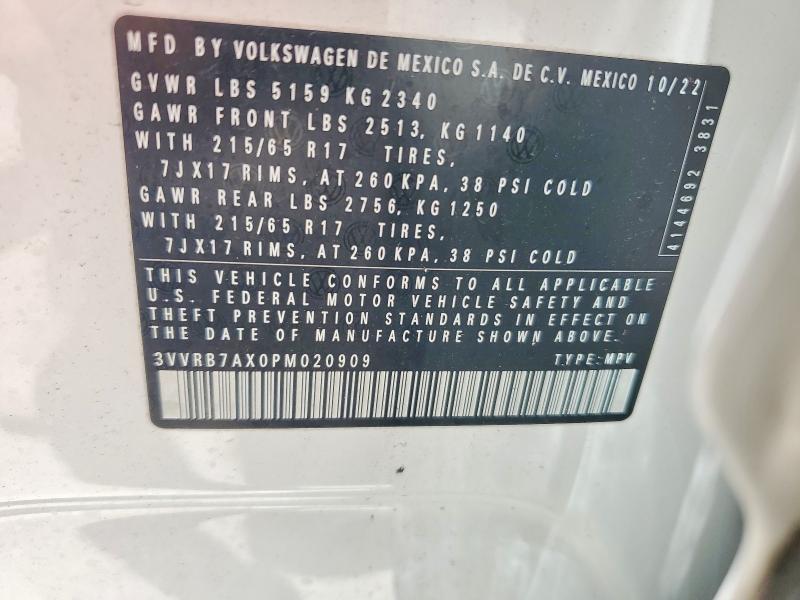 Aukcja sprzedaży 2023 Volkswagen Tiguan, vin: 3VVRB7AX0PM020909, numer aukcji: 56046276