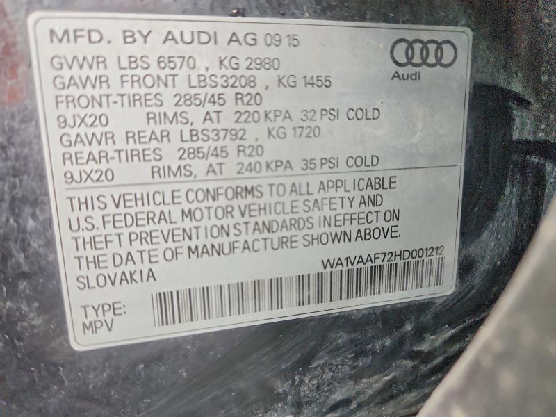 Aukcja sprzedaży 2017 Audi Q7, vin: WA1VAAF72HD001212, numer aukcji: 55735096