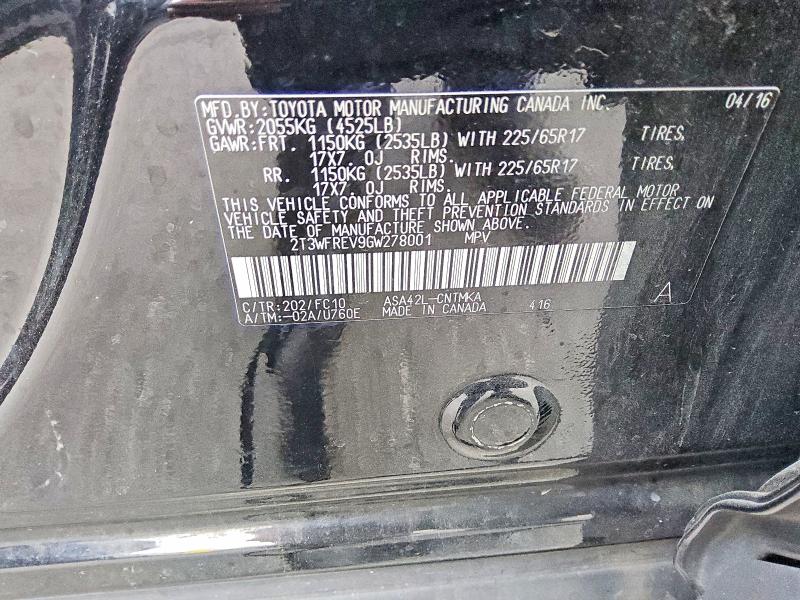 2016 Toyota Rav4 მანქანა იყიდება აუქციონზე, vin: 2T3WFREV9GW278001, აუქციონის ნომერი: 58686076