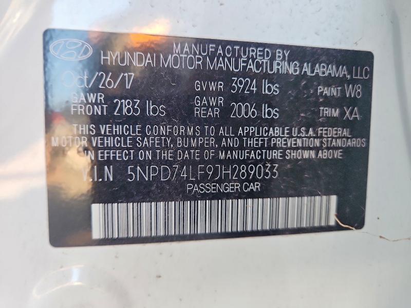 Продажа на аукционе авто 2018 Hyundai Elantra, vin: 5NPD74LF9JH289033, номер лота: 56986956