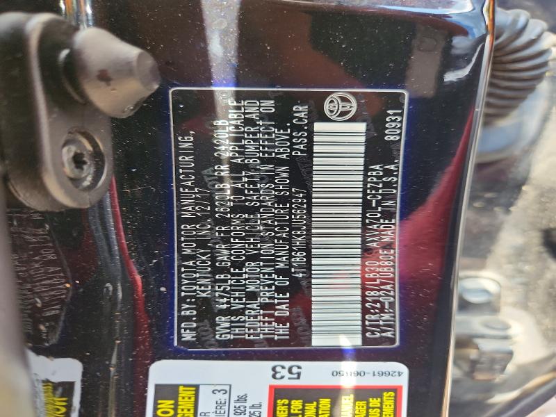 55829756 :رقم المزاد ، 4T1B61HK8JU562947 vin ، 2018 Toyota Camry مزاد بيع