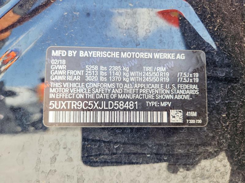 Продажа на аукционе авто 2018 Bmw X3, vin: 5UXTR9C5XJLD58481, номер лота: 59159276
