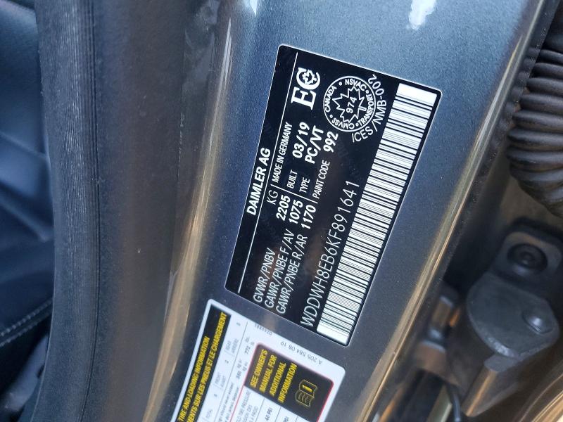 55220876 :رقم المزاد ، WDDWH8EB6KF891641 vin ، 2019 Mercedes-benz C مزاد بيع