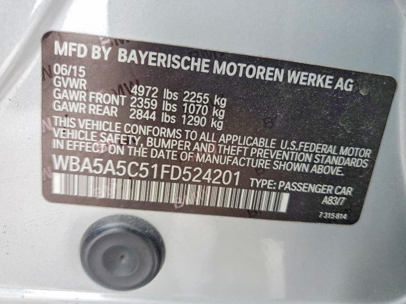 Aukcja sprzedaży 2015 Bmw 528, vin: WBA5A5C51FD524201, numer aukcji: 56292936