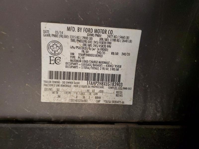 2014 Ford Taurus მანქანა იყიდება აუქციონზე, vin: 1FAHP2H8XEG183903, აუქციონის ნომერი: 58019996