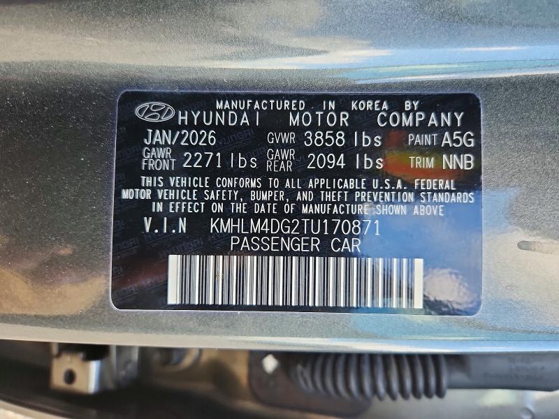 Aukcja sprzedaży 2026 Hyundai Elantra, vin: KMHLM4DG2TU170871, numer aukcji: 59109376